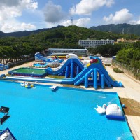 大型水上乐园游乐设备厂家移动支架游泳池充气滑梯儿童动漫水世界