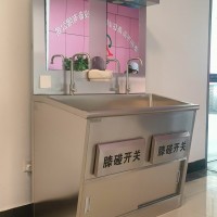 不锈钢洗手池304不锈钢二人位感应式洗手池