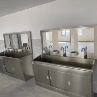 不锈钢洗手池 单人二人位高背板低背板洗手台