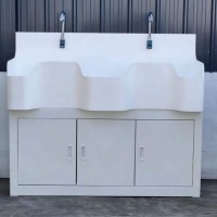 高分子多人位洗手池  感应式鹅颈水龙头