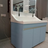 高分子洗手池高背板双人位三人位鹅颈式出水