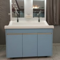 高分子洗手池高背板双人位鹅颈式出水